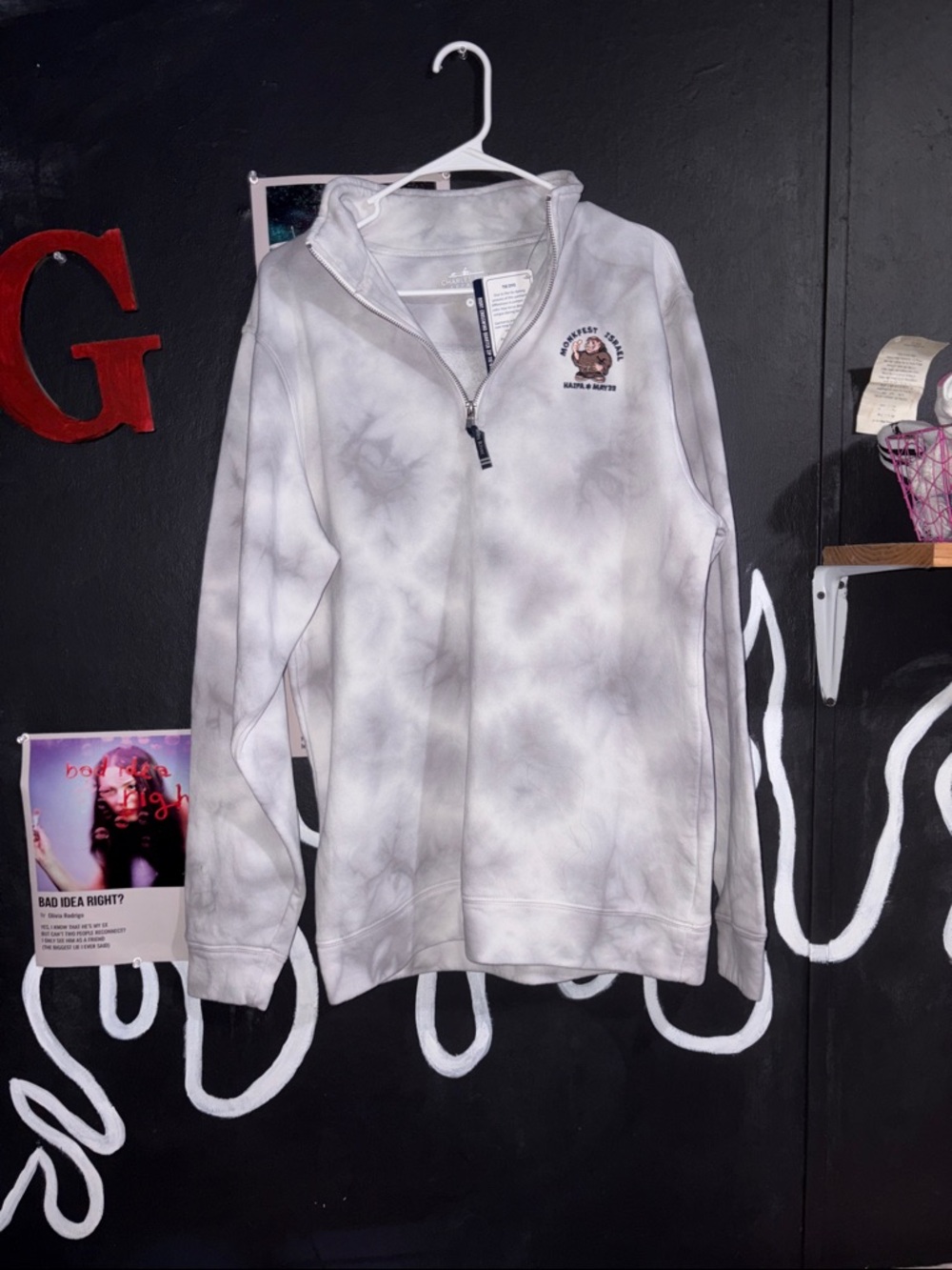 Charles River Apparel Light Gray Tie-Dye Half-Zip Pullover